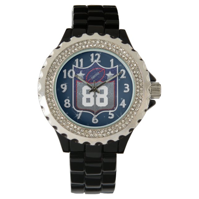 Red White and Blue American Football Team Sports Watch (Front)