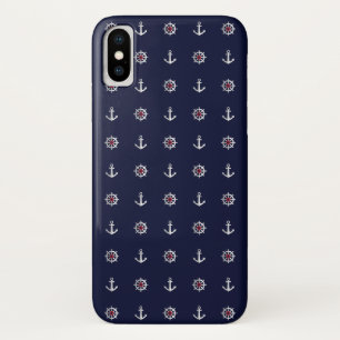Red White And Blue Anchor Pattern iPhone X Case