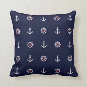 Red White And Blue Anchor Pattern Cushion