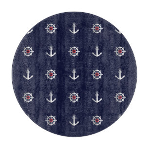 Red White And Blue Anchor Pattern Cutting Board