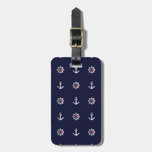 Red White And Blue Anchor Pattern Luggage Tag