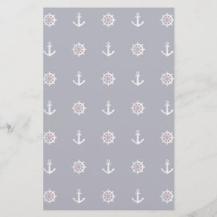 Red White And Blue Anchor Pattern Stationery
