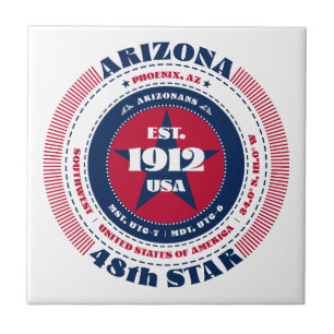 Red, White, and Blue Arizona Ceramic Tile
