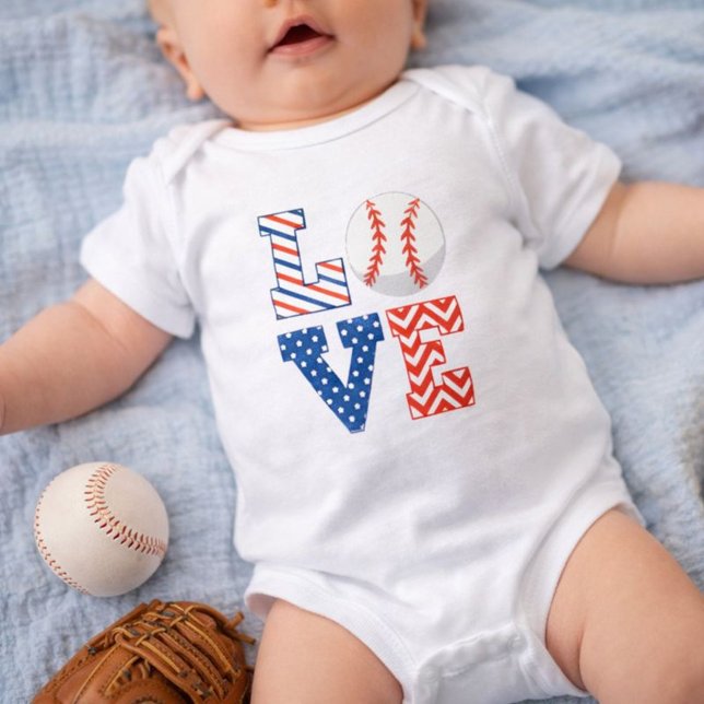 Red White and Blue Baseball Baby Bodysuit (Creator Uploaded)