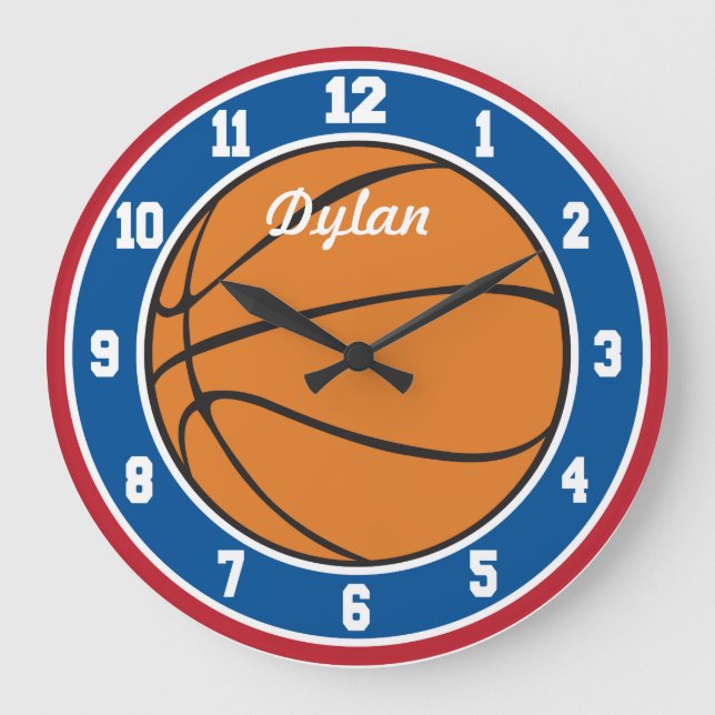Red White and Blue Basketball Clock (Front)