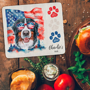 Red White and Blue Bernese Mountain Dog Treat Cutting Board