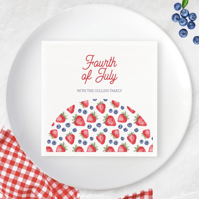 Red White and Blue Berry 4th of July Summer Party Napkin (Red White and Blue Berry 4th of July Summer Party Napkins)