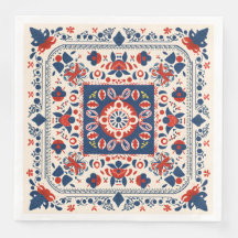Red white and blue boho chic geometric folk art