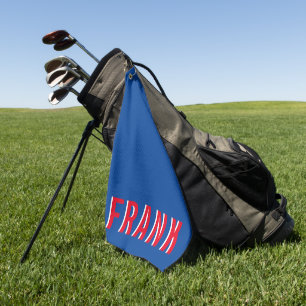Red White and Blue Bold Stacked Name Golf Towel