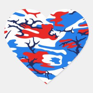Red White and Blue Camo Heart Sticker