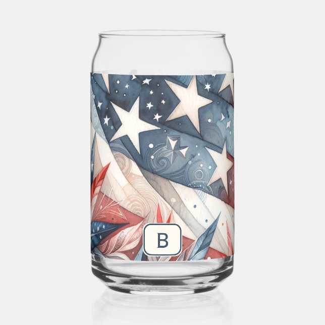 Red White and Blue Can Glass (Front)