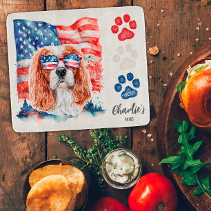 Red White and Blue Cavalier Spaniel Dog Treat Cutting Board