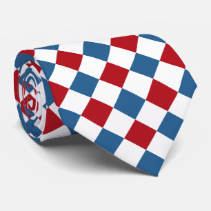 Red, White and Blue Chequerboard Tie