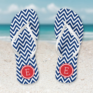 Red White and Blue Chevron Monogram Jandals