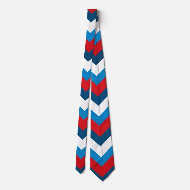 Red white and blue chevron pattern   tie (Back)