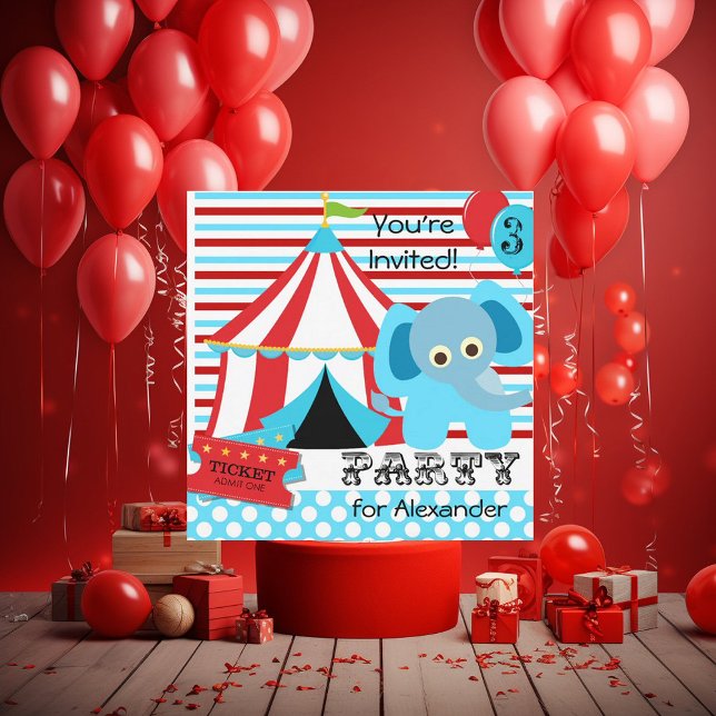Red, White, and Blue Circus Birthday Invitations (Creator Uploaded)