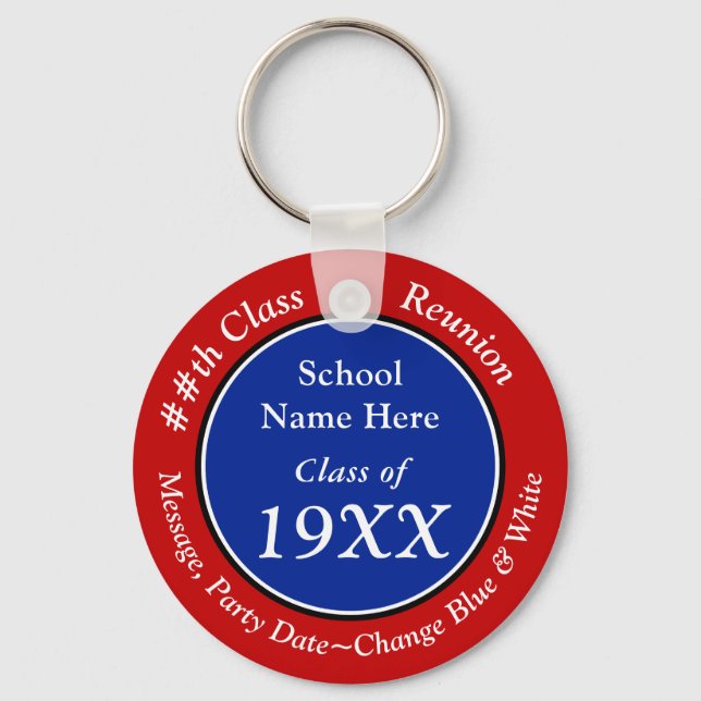 Red, White and Blue Class Reunion Gifts, Keychains (Front)