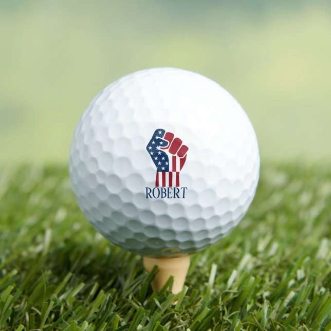 Red White and Blue Clinched Fist Golf Balls (Insitu Tee)