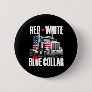 Red White And Blue Collar Patriotic Trucker Usa 6 Cm Round Badge