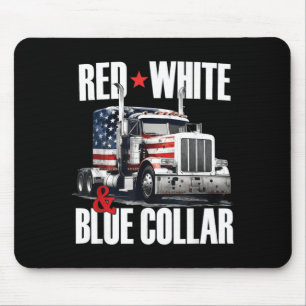 Red White And Blue Collar Patriotic Trucker Usa Mouse Pad
