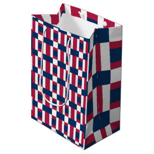 Red White And Blue Colour Block Print Medium Gift Bag