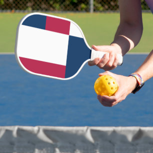 Red White And Blue Colour Block Print Pickleball Paddle