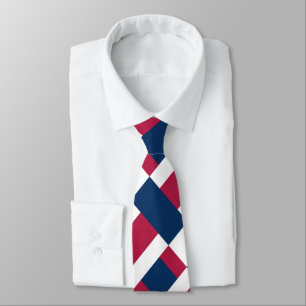 Red White And Blue Colour Block Print Tie