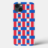 Red White And Blue Colour Blocked Print