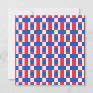 Red White And Blue Colour Blocked Print  Holiday Card