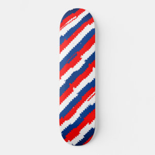 Red, White and Blue Cool Stripe Skateboard