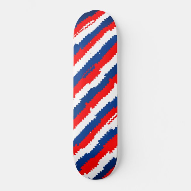 Red, White and Blue Cool Stripe Skateboard (Front)
