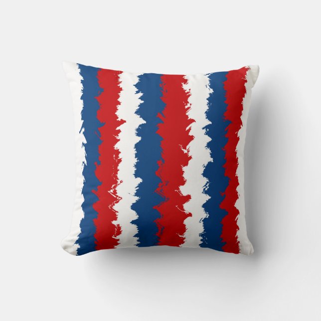 Red, White and Blue Cool Stripes Cushion (Front)
