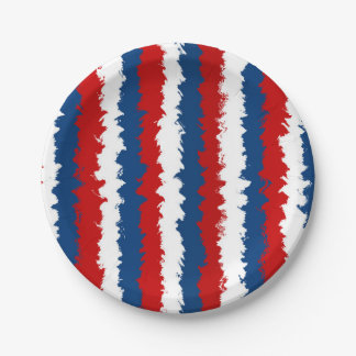 Red, White and Blue Cool Stripes Paper Plate