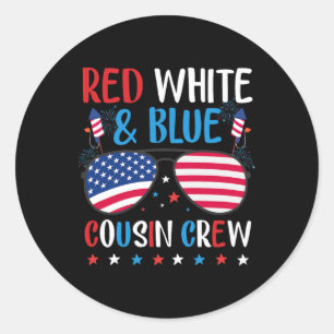 Red White And Blue Cousin Crew Vintage 4th Of July Classic Round Sticker