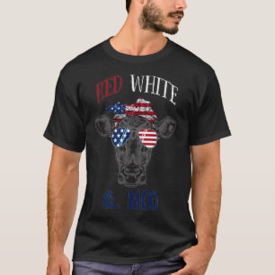 Red White and Blue Cow American Flag Heifer T-Shirt