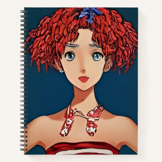 Red, White and Blue Cute Girl Spiral Notebook