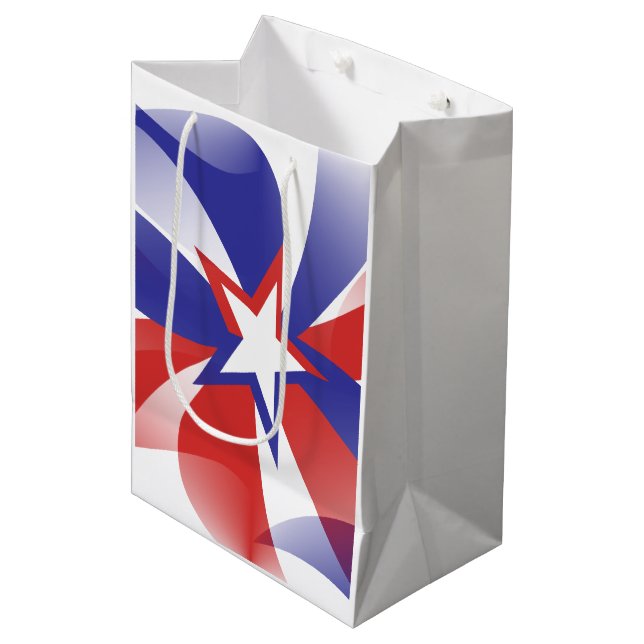 Red White and Blue Dazzle Me Patriotic Gift Bag (Front Angled)