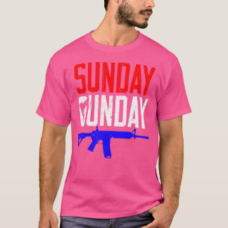 Red White And Blue Distressed Sunday Gunday Gun T-Shirt
