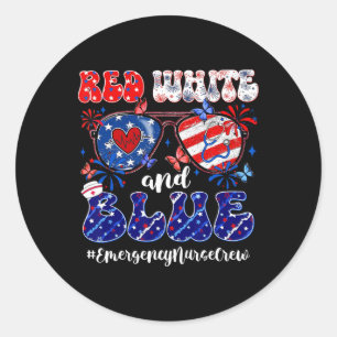 Red White And Blue Emergency Crew Emergency Nurse  Classic Round Sticker