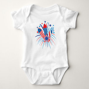 Red, white and blue fireworks, 4th of July Baby Bodysuit