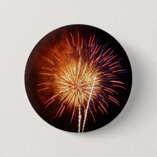 Red, White and Blue Fireworks I Patriotic 6 Cm Round Badge