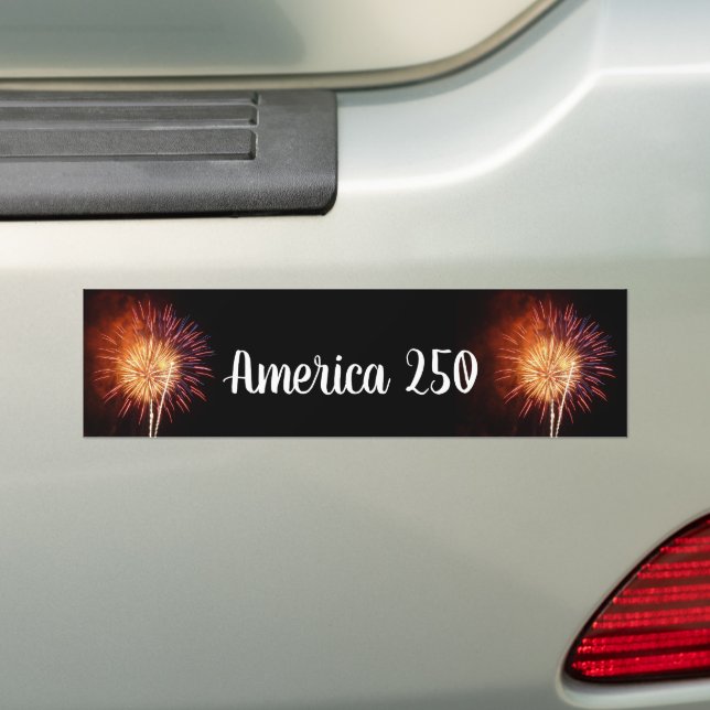 Red, White and Blue Fireworks I Patriotic Bumper Sticker (On Car)