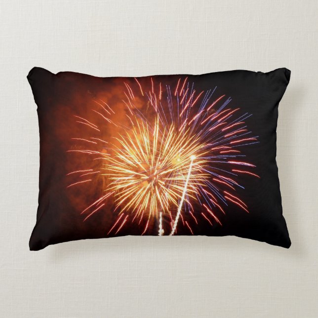 Red, White and Blue Fireworks I Patriotic Decorative Cushion (Front)