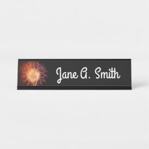 Red, White and Blue Fireworks I Patriotic Desk Name Plate