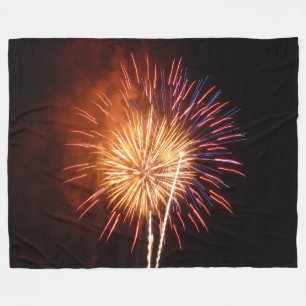Red, White and Blue Fireworks I Patriotic Fleece Blanket