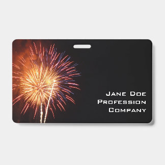 Red, White and Blue Fireworks I Patriotic ID Badge