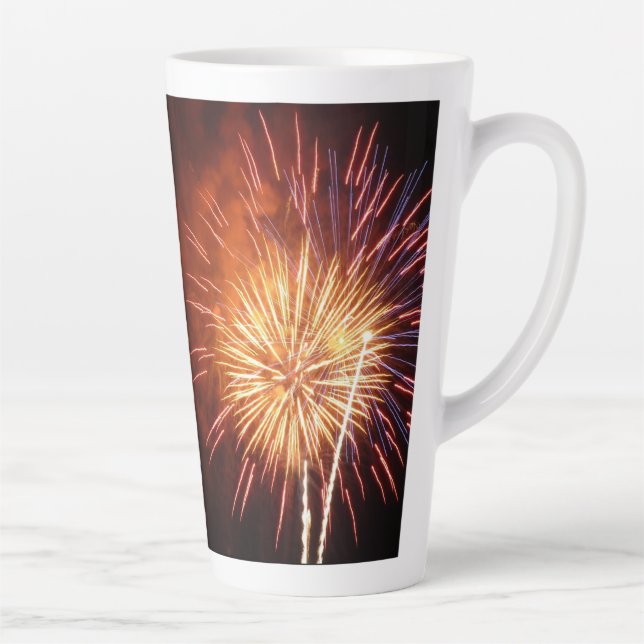Red, White and Blue Fireworks I Patriotic Latte Mug (Right)
