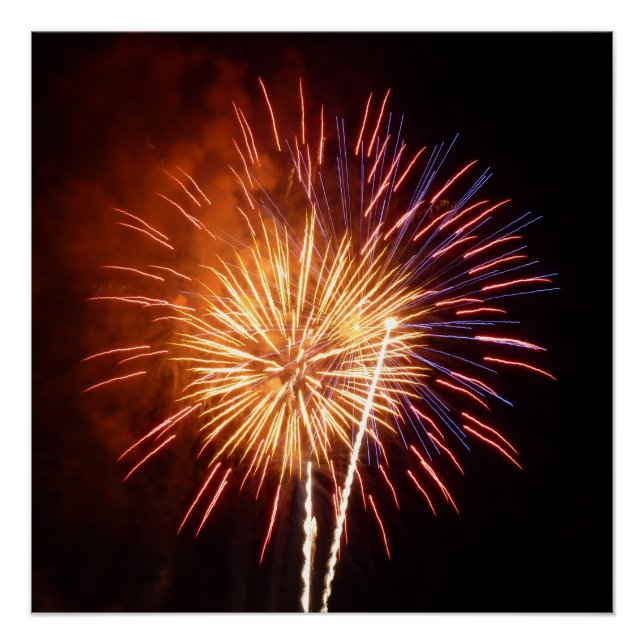 Red, White and Blue Fireworks I Patriotic Poster (Front)