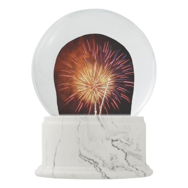 Red, White and Blue Fireworks I Patriotic Snow Globe (Front)