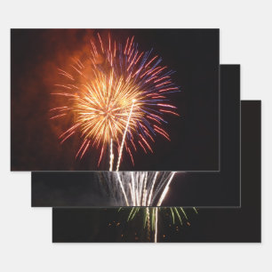 Red, White and Blue Fireworks I Patriotic Wrapping Paper Sheet